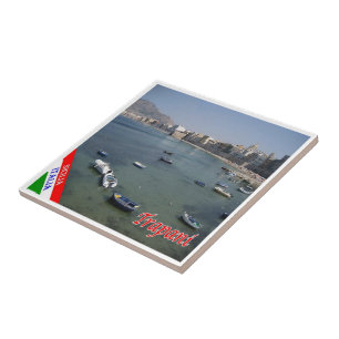 SCL056 TRAPANI, Panorama, Sicilië, Italië Tegeltje