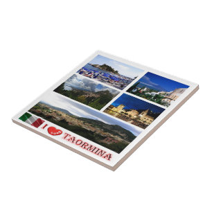 SCL059 TAORMINA, I Love, Mozaïek Sicilië, Tegeltje