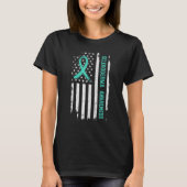 Scleroderma Awareness American Flag Blauwgroen Rib T-shirt (Voorkant)