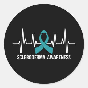 Scleroderma Awareness Month Blauwgroen lint hartsl Ronde Sticker