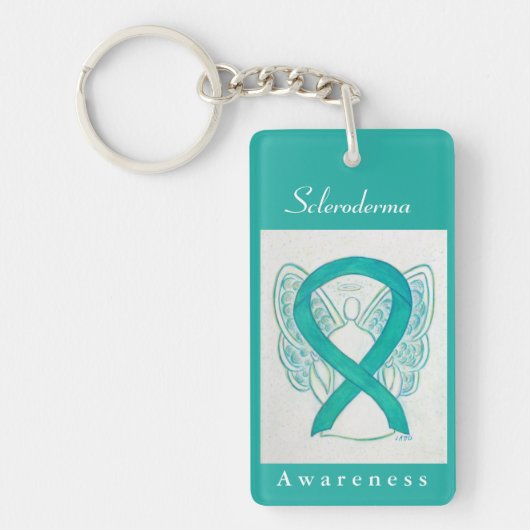 Scleroderma Awareness Ribbon Angel Sleutelhanger (Voorkant)