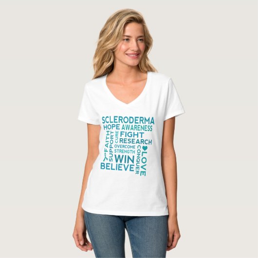 Scleroderma Awareness Word Cloud Support T-shirt (Voorkant volledig)