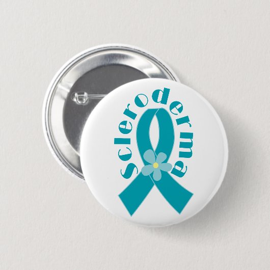 Scleroderma Blauwgroen Awareness Ribbon Button (Voorkant /achterkant)