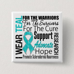 Scleroderma I Draag Blauwgroen lintverdeling Vierkante Button 5,1 Cm