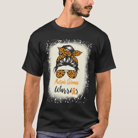 Sclerose Bewustzijn Ms Warrior Messy Bun Leopard T-shirt (Voorkant)