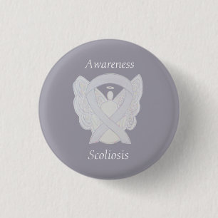 Scoliosis Awareness Angel White Ribbon Art Pin Ronde Button 3,2 Cm
