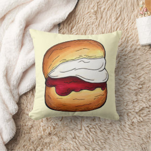 Scone Clotted Cream Jam Tea Shoppe British Food Kussen