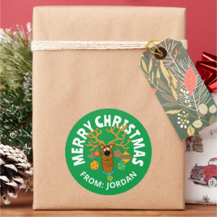 Scooby de rendieren Vrolijk kerstfeest Ronde Sticker