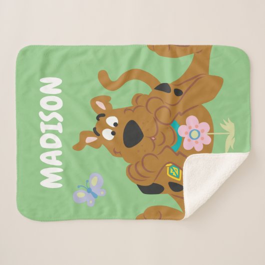 Scooby-Doo Admiring Flower Sherpa Deken (Voorkant (horizontaal))