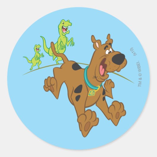 Scooby-Doo Dinosaur Escape Ronde Sticker (Voorkant)