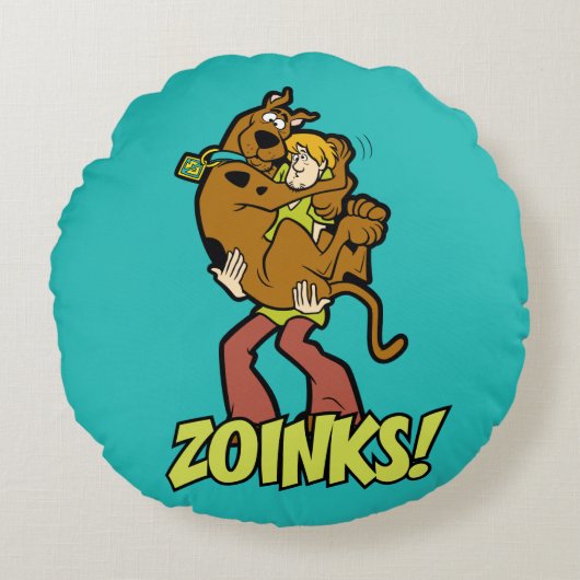 Scooby-Doo en Shaggy Zoinks. Rond Kussen (Voorkant)