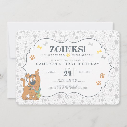Scooby-Doo First Birthday Uitnodiging (Voorkant)