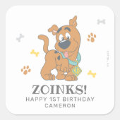 Scooby-Doo First Birthday Vierkante Sticker (Voorkant)