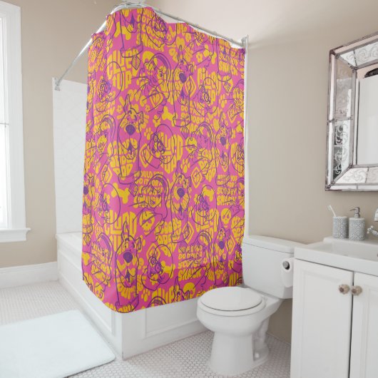 Scooby-Doo | Funky Flower Pattern Douchegordijn (In situ)