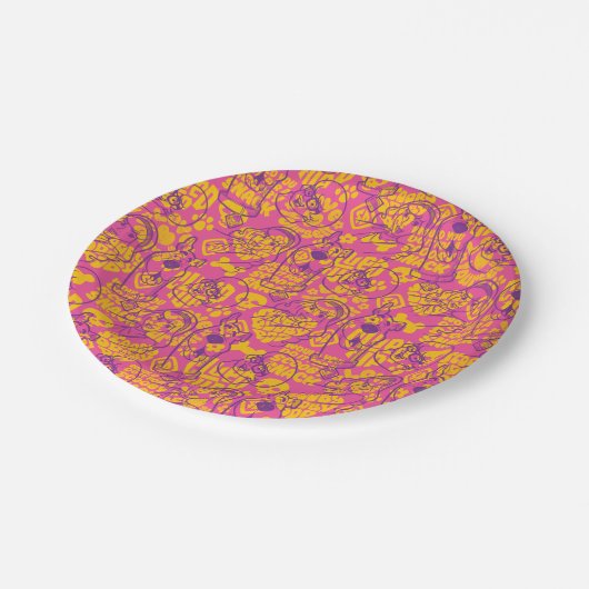 Scooby-Doo | Funky Flower Pattern Papieren Bordje (Gekanteld)