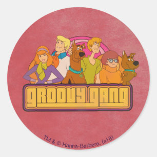 Scooby-Doo   "Groovy Gang" Retro Cartoon Grafisch Ronde Sticker