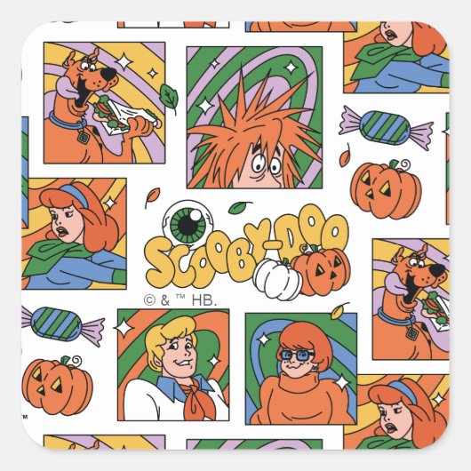 Scooby-Doo Halloween-foto's patroon Vierkante Sticker (Voorkant)