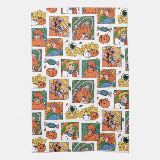 Scooby-Doo Halloween Photos Pattern Theedoek (Verticaal)