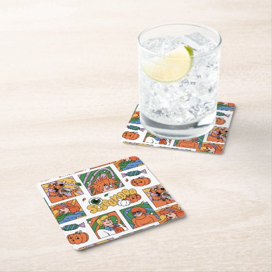 Scooby-Doo Halloween Photos Pattern Vierkante Kartonnen Onderzetter (Insitu)
