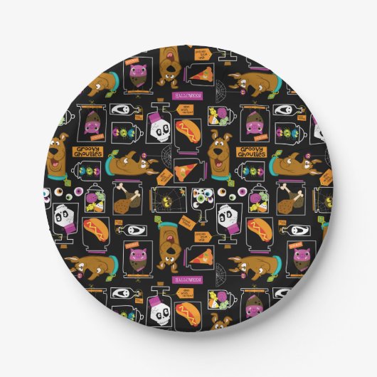 Scooby-Doo | Halloween Scooby-Doo Pattern Papieren Bordje (Voorkant)