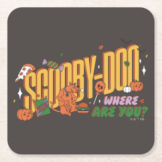 Scooby-Doo Halloween Snack Logo Vierkante Kartonnen Onderzetter (Voorkant)