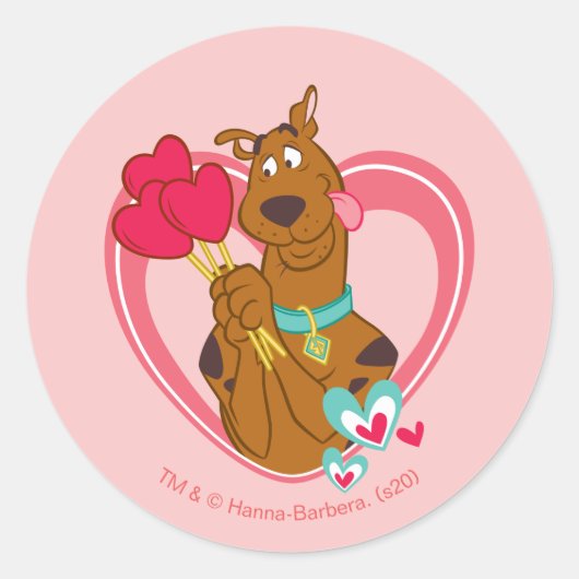 Scooby-Doo Holding Heart Lolipops Ronde Sticker (Voorkant)