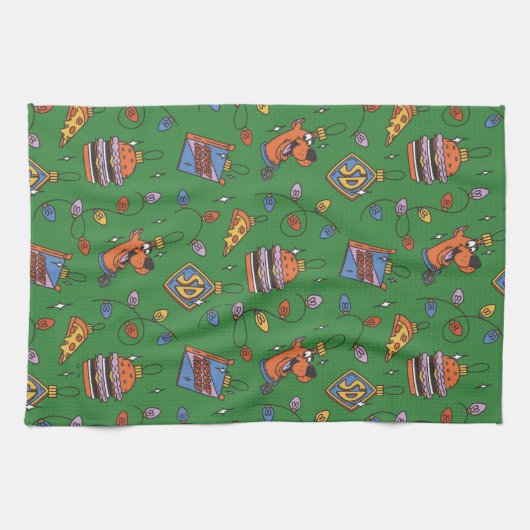 Scooby-Doo Holiday Snack Lights Pattern Theedoek (Horizontaal)