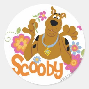 Scooby-Doo in bloemen Ronde Sticker
