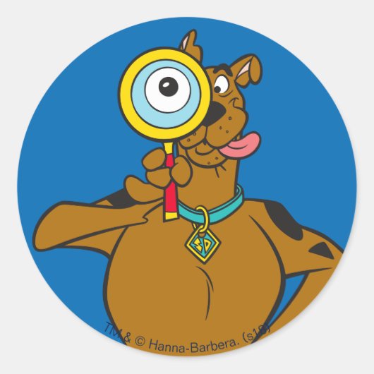 Scooby-Doo met vergrootglas Ronde Sticker (Voorkant)