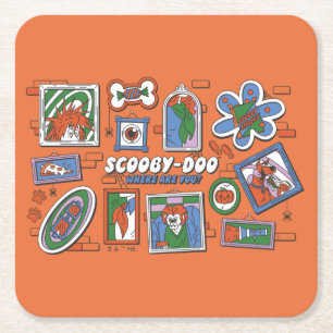 Scooby-Doo Muur van Halloween Lijstframes Vierkante Kartonnen Onderzetter