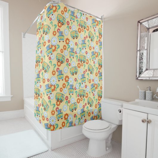 Scooby-Doo Mystery Machine Flower Pattern Douchegordijn (In situ)