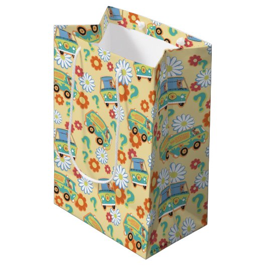 Scooby-Doo Mystery Machine Flower Pattern Medium Cadeauzakje (Voorkant Gekanteld)