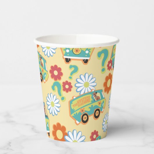 Scooby-Doo Mystery Machine Flower Pattern Papieren Bekers (Links)