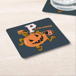 Scooby-Doo P is voor pompoen Vierkante Kartonnen Onderzetter