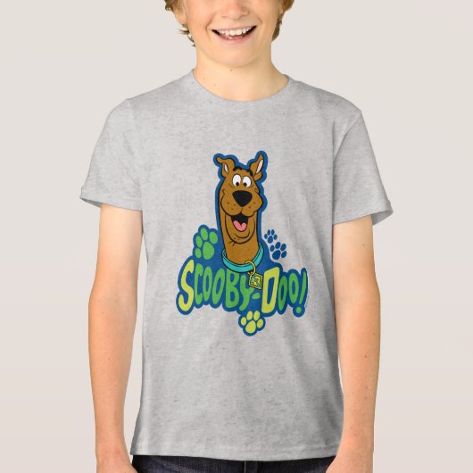 Scooby-doo Paw Print Character Badge Tri-Blend Shirt (Voorkant)