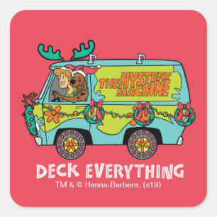 Scooby-doo & shaggy in de giedendemiekmachine vierkante sticker