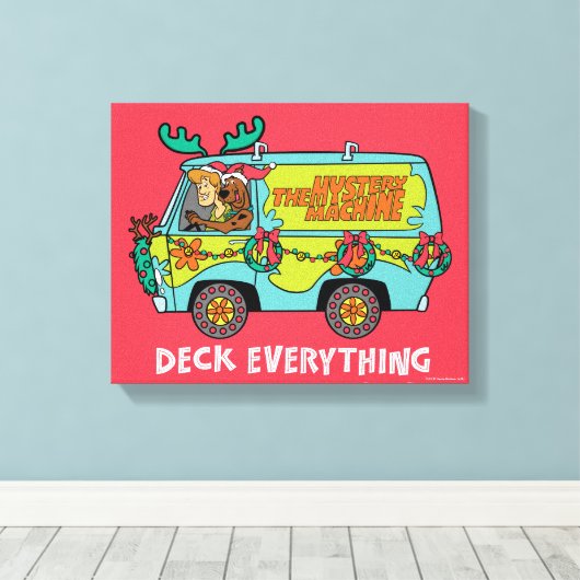 Scooby-Doo & Shaggy In The Holiday Mystery Machine Canvas Afdruk (Insitu (Houten vloer))