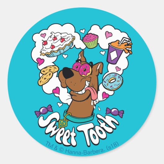 Scooby-Doo "Sweet Tooth" Ronde Sticker (Voorkant)