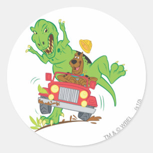 Scooby-Doo T-Rex-aanval Ronde Sticker