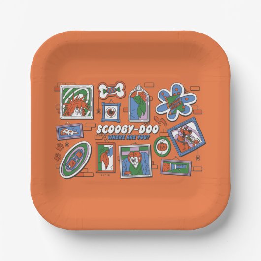 Scooby-Doo Wall of Halloween Picture Frames Papieren Bordje (Voorkant)