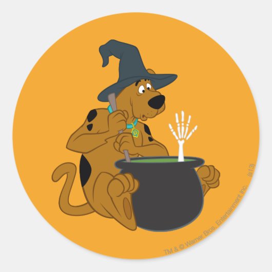 Scooby-Doo Witch's Cauldron Ronde Sticker (Voorkant)