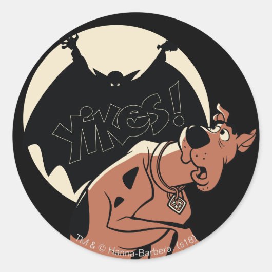 Scooby-Doo "Yikes!" Vampire Shadow Ronde Sticker (Voorkant)