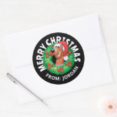 Scooby in Kerstkrans | Gepersonaliseerd Ronde Sticker (Envelop)