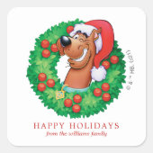 Scooby in kerstmis - op maat gemaakt vierkante sticker (Voorkant)