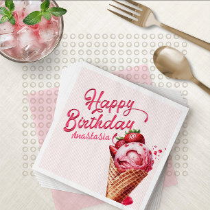 Scoop Ice Cream Meisjes Alle Leeftijd Verjaardag Servet