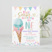 Scoop Ice Cream Twins Baby shower Kaart (Staand voorkant)