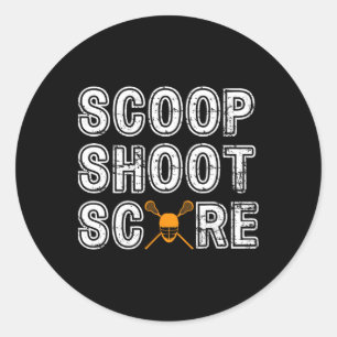 Scoop Shoot Score Lacrosse Ronde Sticker