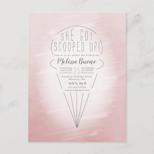 Scooped Ice Cream Theme Shower-uitnodiging Briefkaart (Voorkant)