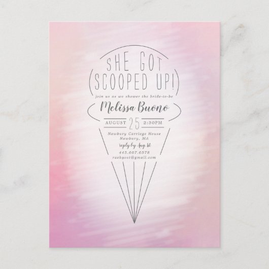 Scooped Ice Cream Theme Shower-uitnodiging Briefkaart (Voorkant)