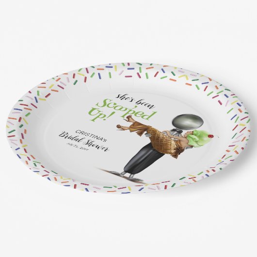 Scooped Up Chocolate Ice Cream Vrijgezellenfeest Papieren Bordje (Gekanteld)